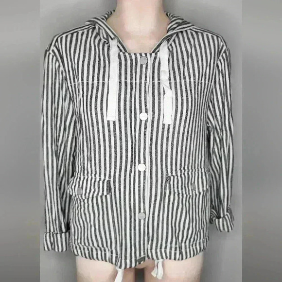 Sanctuary Nova Hooded Jacket Tiki Stripe Womens Size Small Anthropologie - Picture 4 of 16